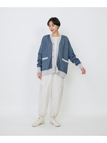 【LOISIR】【リバーシブル・ユニセックス】コットンダブルジャカードカーディガン 詳細画像 ブラック 2