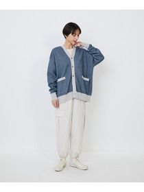 【LOISIR】【リバーシブル・ユニセックス】コットンダブルジャカードカーディガン 詳細画像 ブラック 4