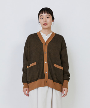 【LOISIR】【リバーシブル・ユニセックス】コットンダブルジャカードカーディガン 詳細画像 ブラック 1