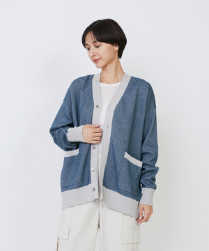 【LOISIR】【リバーシブル・ユニセックス】コットンダブルジャカードカーディガン 詳細画像 グリーン 1