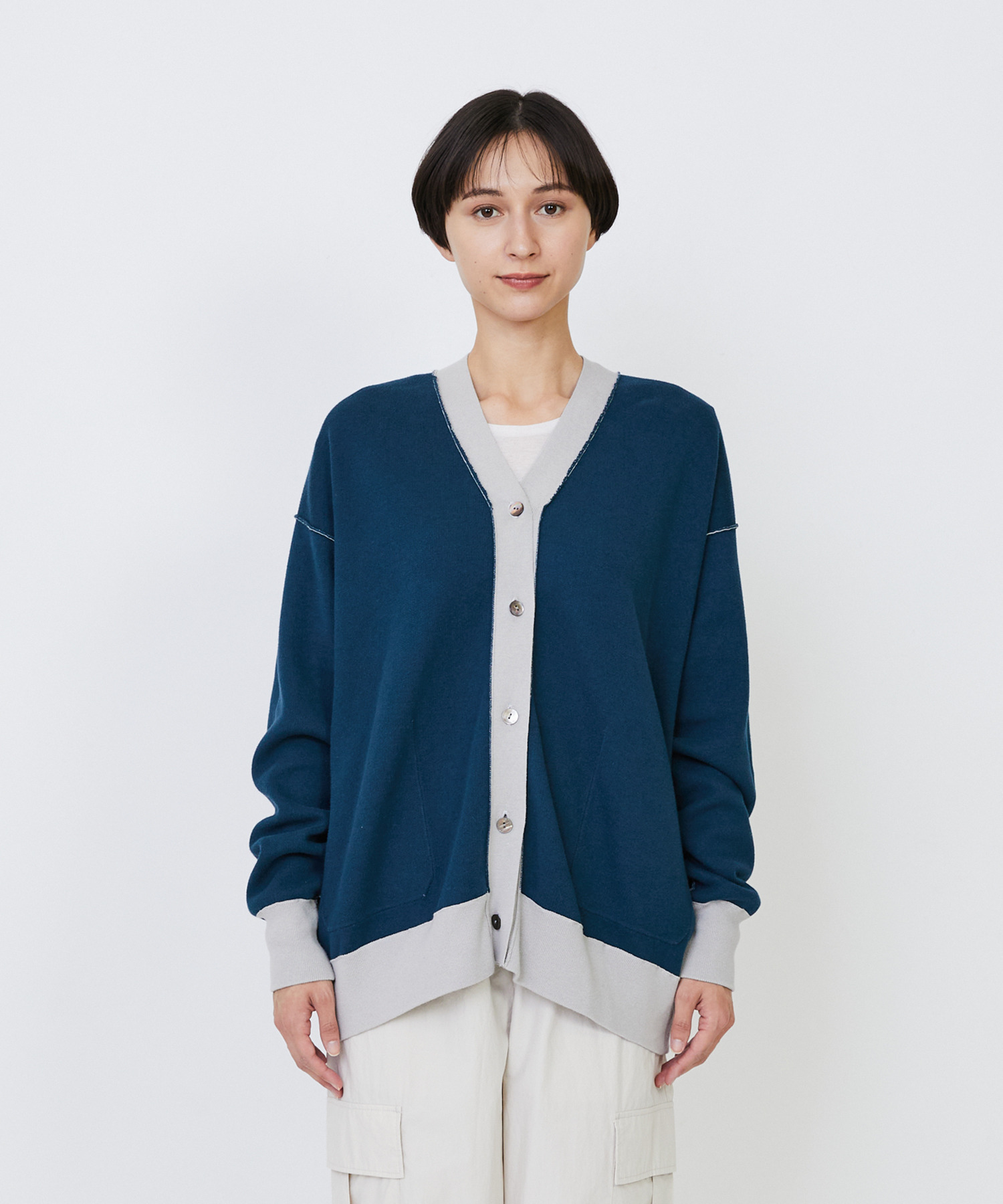 【LOISIR】【リバーシブル・ユニセックス】コットンダブルジャカードカーディガン 詳細画像 ブラック 11