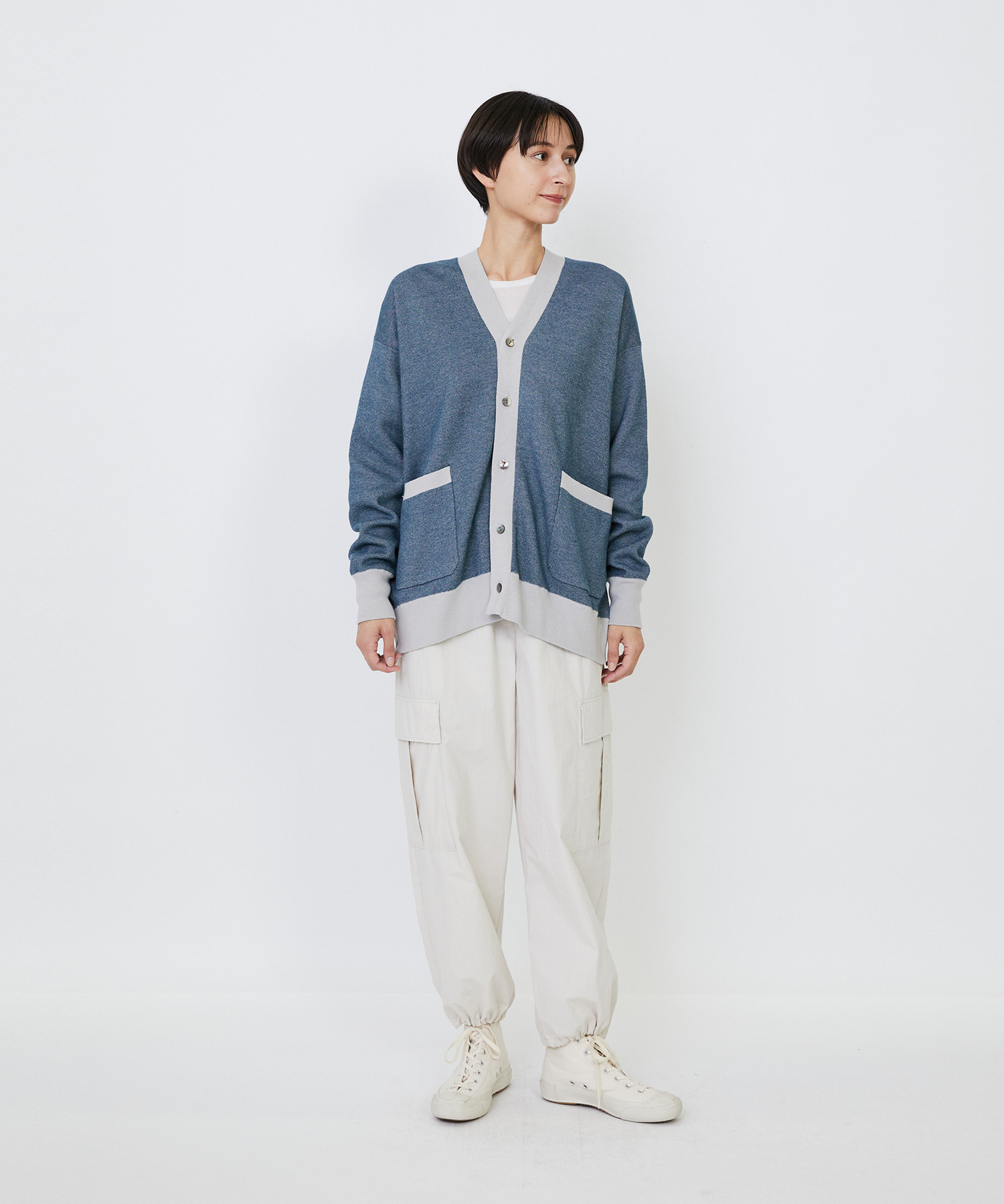 【LOISIR】【リバーシブル・ユニセックス】コットンダブルジャカードカーディガン 詳細画像 ブラック 3