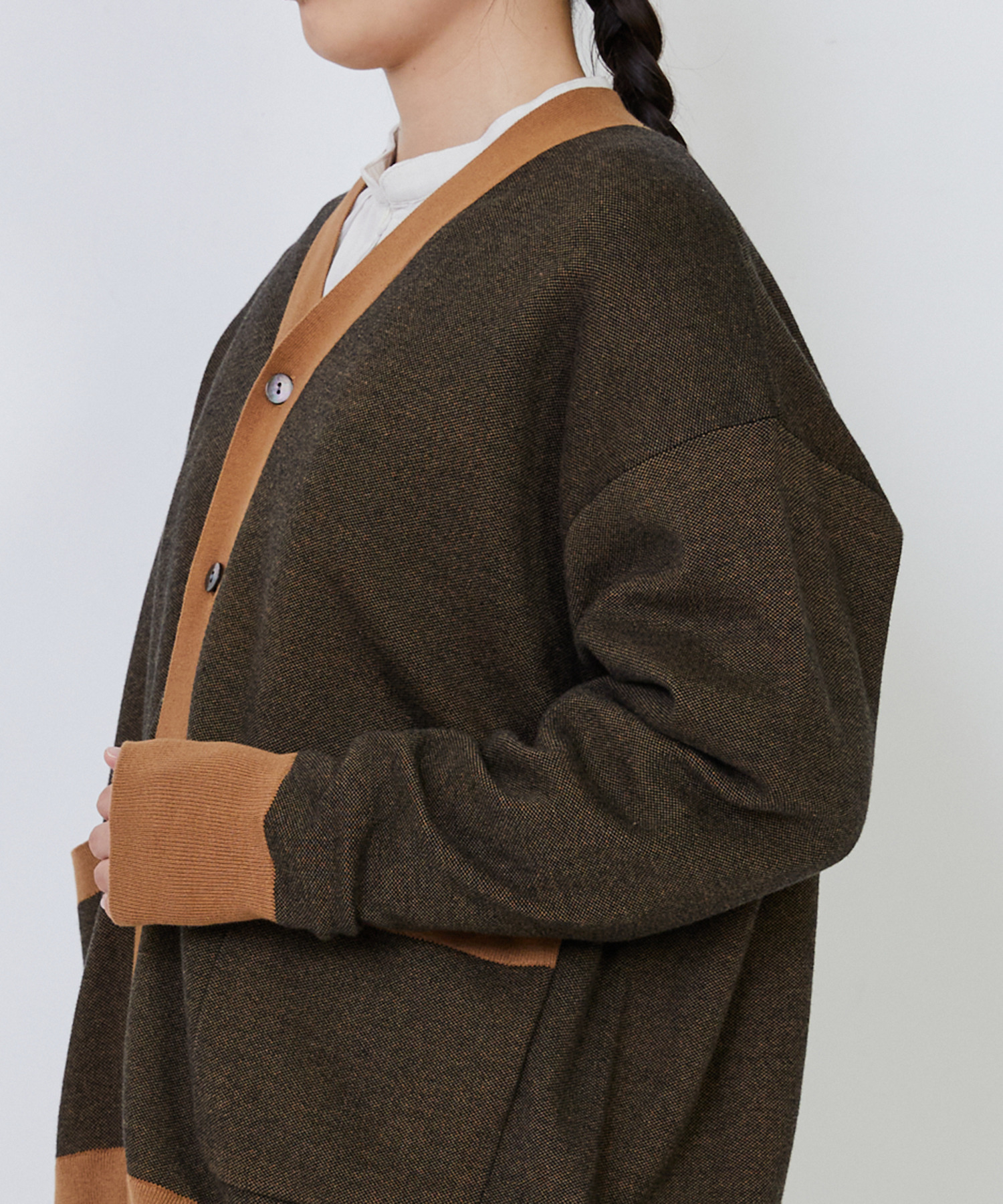 【LOISIR】【リバーシブル・ユニセックス】コットンダブルジャカードカーディガン 詳細画像 ブラック 32