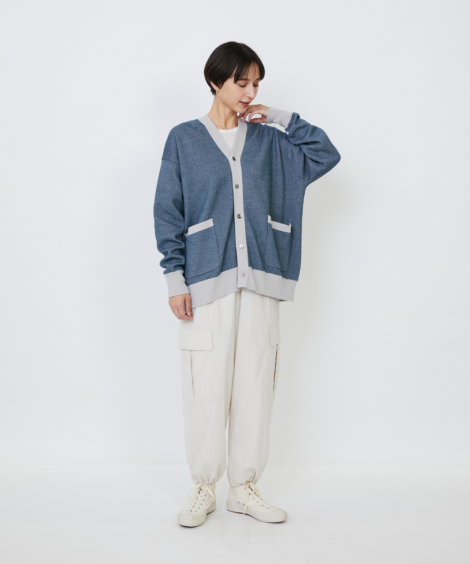 【LOISIR】【リバーシブル・ユニセックス】コットンダブルジャカードカーディガン 詳細画像 ブラック 4