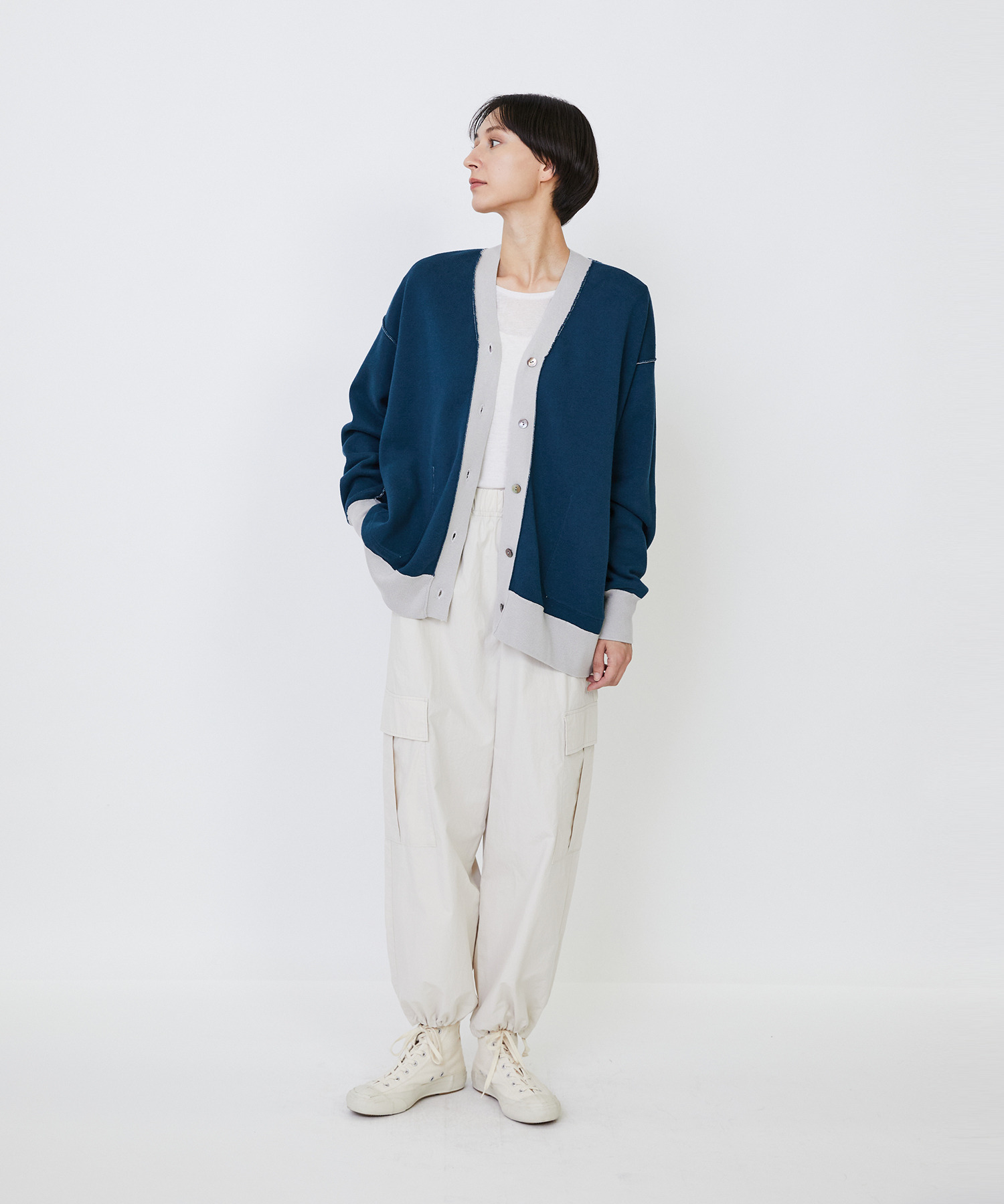 【LOISIR】【リバーシブル・ユニセックス】コットンダブルジャカードカーディガン 詳細画像 ブラック 6