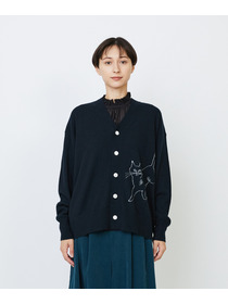 【LOISIR】【EC限定・アーティストコラボ】LOISIR×TORANEKOBONBONインターシャニットカーディガン 詳細画像 ブラック 7