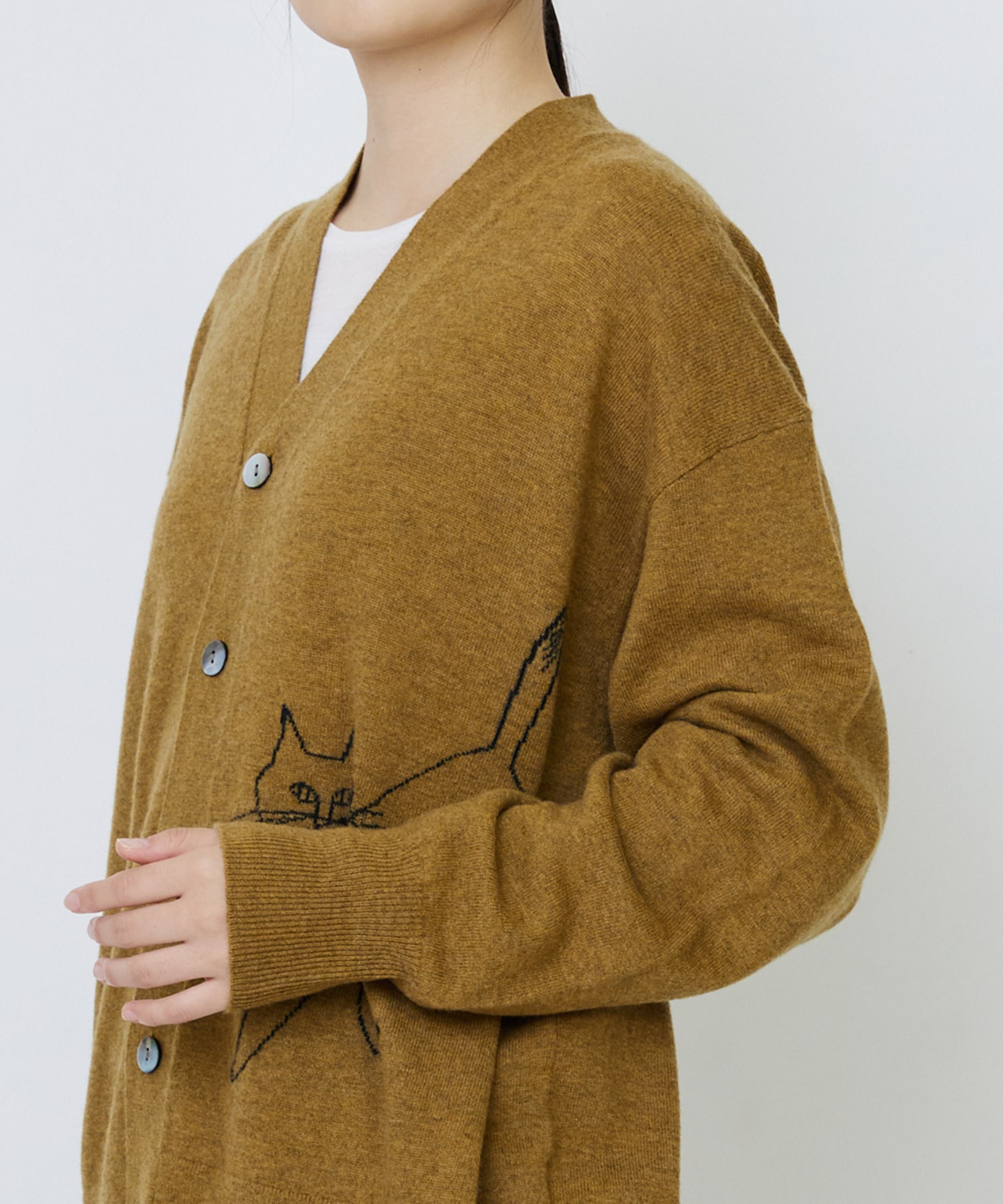 【LOISIR】【EC限定・アーティストコラボ】LOISIR×TORANEKOBONBONインターシャニットカーディガン 詳細画像 ブラック 21