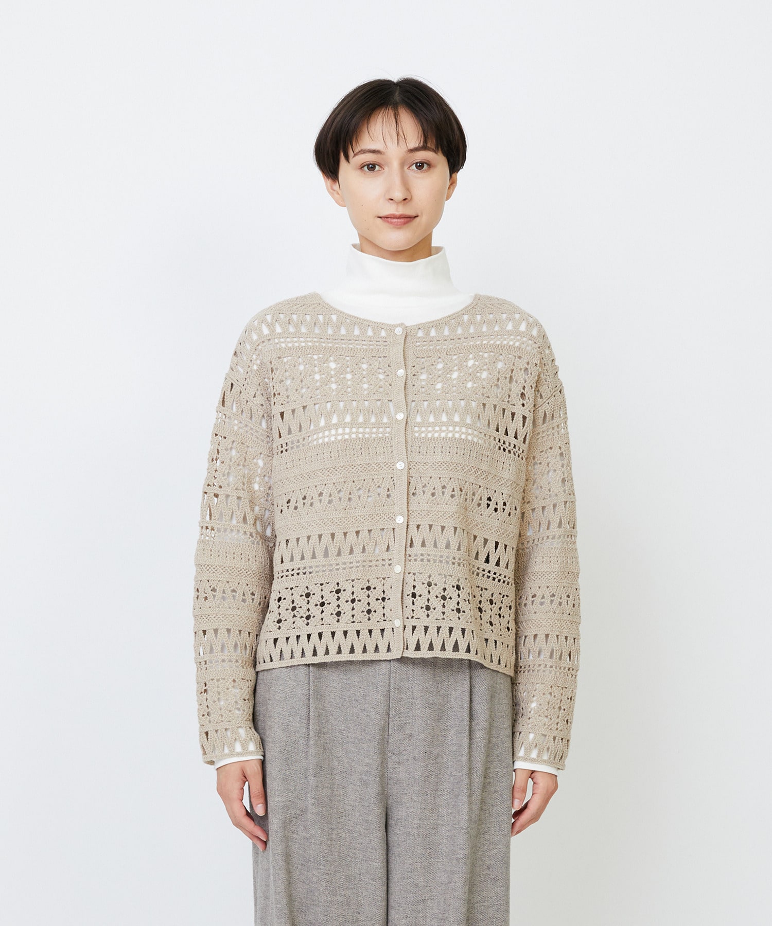 【LOISIR】｜2BUY10%OFF・3BUY20%OFF｜【2WAY】レース編みカーディガン 詳細画像 ベージュ 10