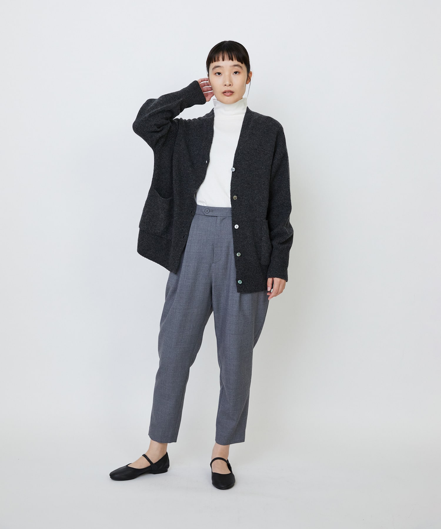 【LOISIR】ホールガーメントカシミヤ混天竺カーディガン 詳細画像 ベージュ 2