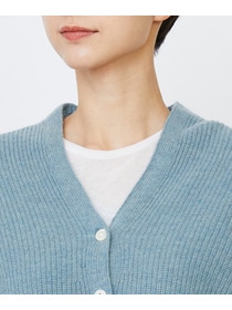 【LOISIR】ラムウール片畦ショートカーディガン 詳細画像 モカ 24