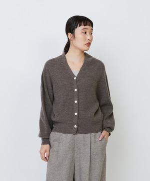 【LOISIR】ラムウール片畦ショートカーディガン 詳細画像 モカ 1