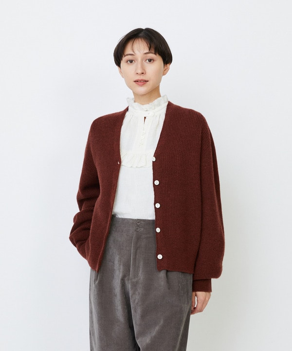 ｜2BUY10%OFF・3BUY20%OFF｜ラムウール片畦ショートカーディガン 詳細画像 ブラウン系その他 1