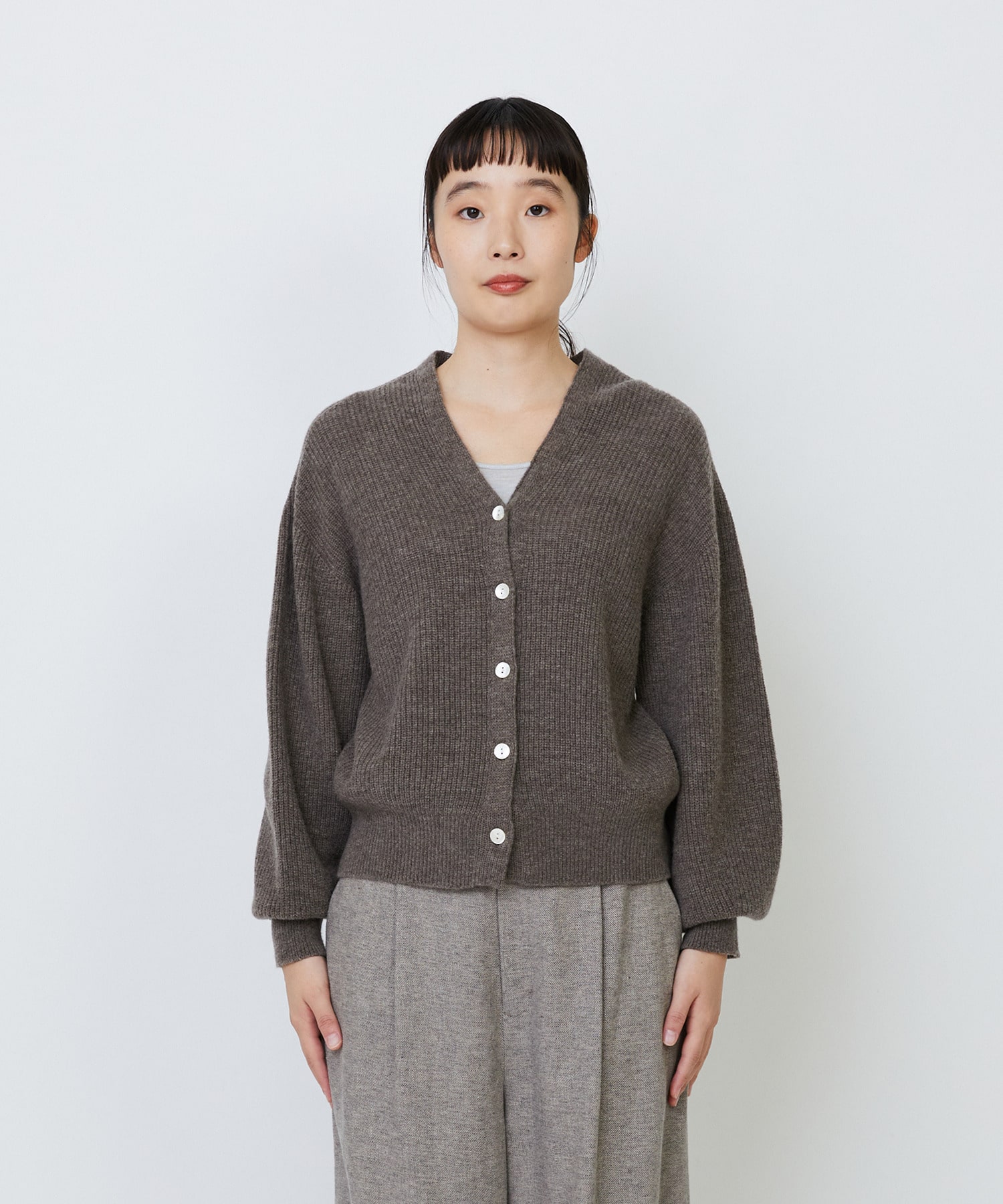 【LOISIR】ラムウール片畦ショートカーディガン 詳細画像 モカ 14
