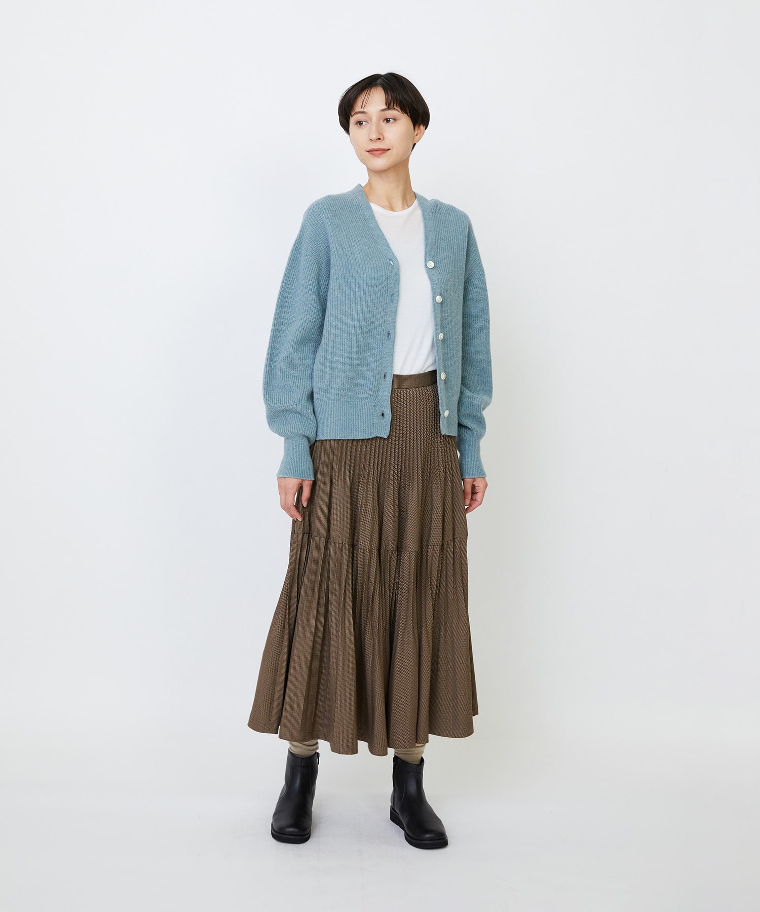 【LOISIR】ラムウール片畦ショートカーディガン 詳細画像 モカ 17