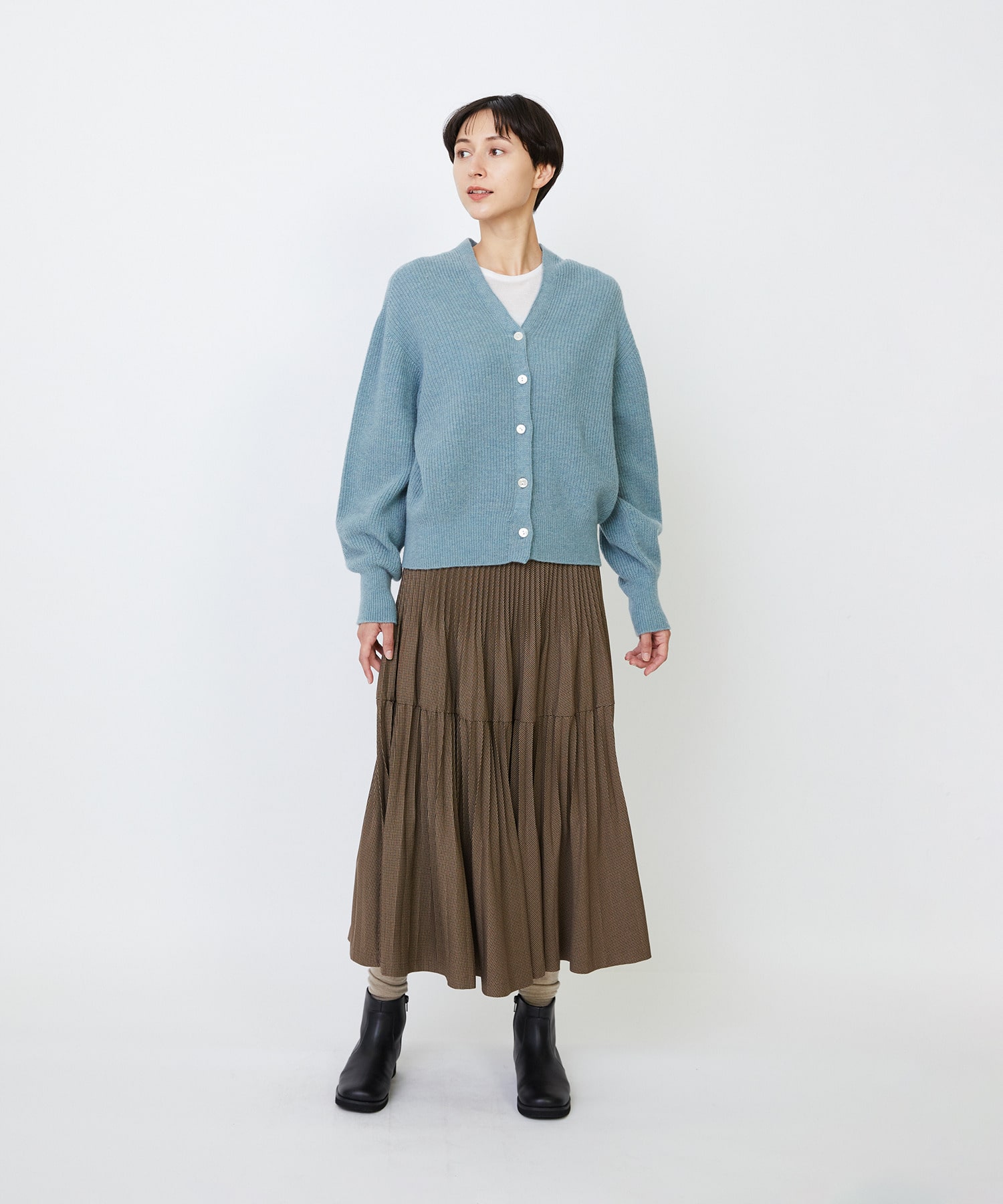 【LOISIR】ラムウール片畦ショートカーディガン 詳細画像 モカ 18