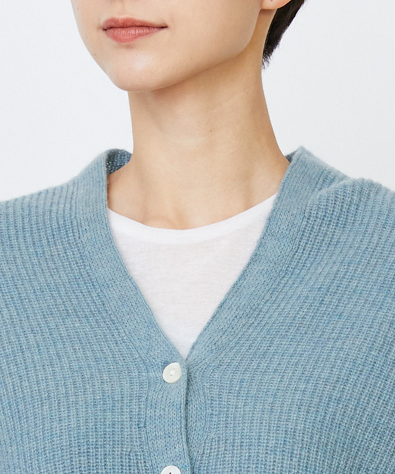 【LOISIR】ラムウール片畦ショートカーディガン 詳細画像 モカ 24