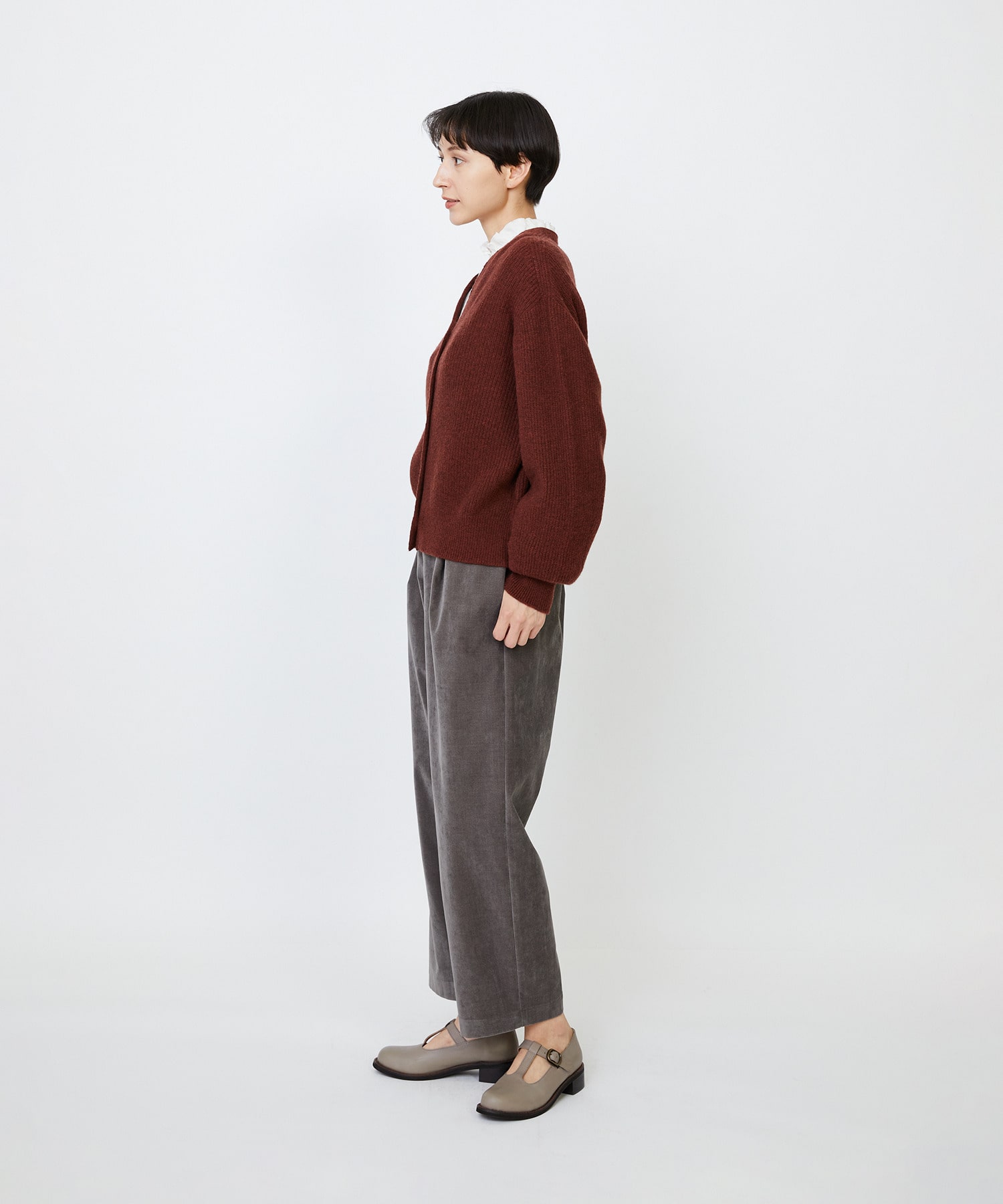 【LOISIR】ラムウール片畦ショートカーディガン 詳細画像 モカ 5