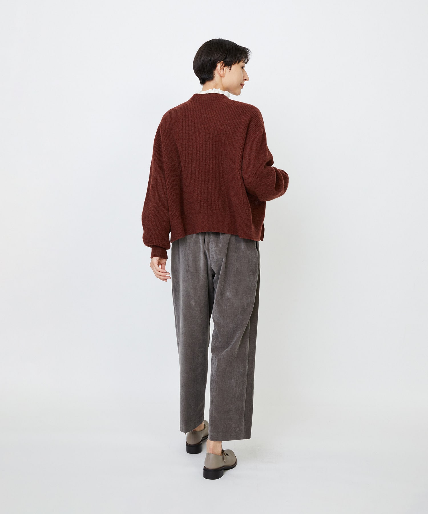 【LOISIR】ラムウール片畦ショートカーディガン 詳細画像 モカ 6