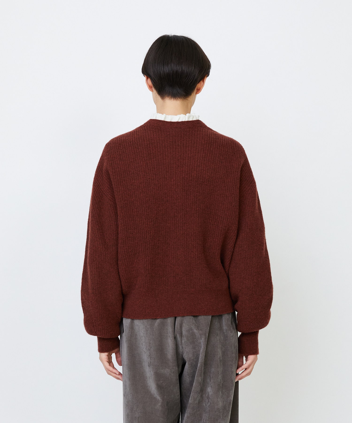 【LOISIR】ラムウール片畦ショートカーディガン 詳細画像 モカ 9