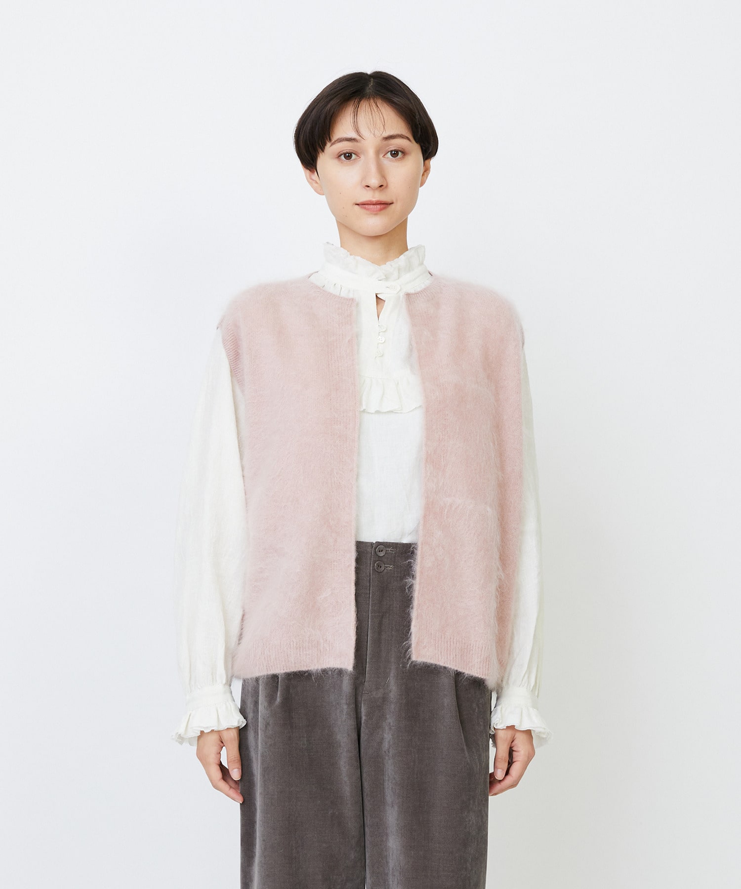 【LOISIR】カシミヤファー加工ベスト 詳細画像 ピンク 12