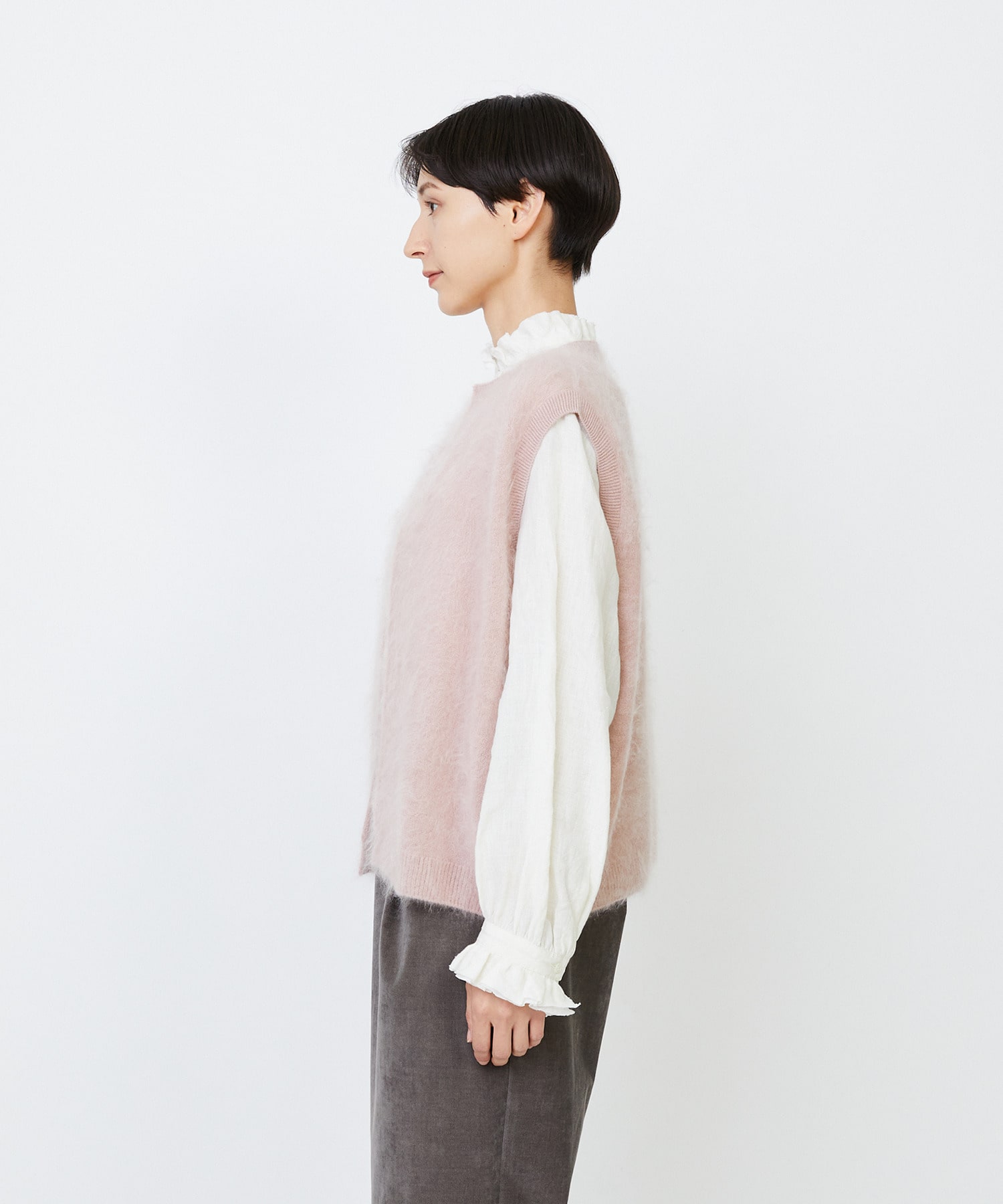 【LOISIR】カシミヤファー加工ベスト 詳細画像 ピンク 13