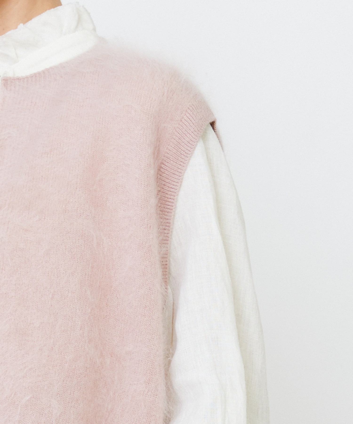 【LOISIR】カシミヤファー加工ベスト 詳細画像 ピンク 17