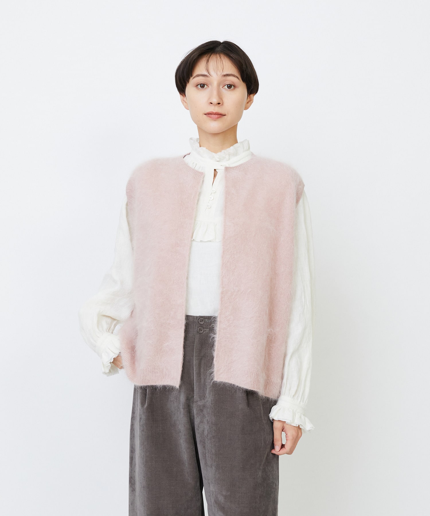 【LOISIR】カシミヤファー加工ベスト 詳細画像 ピンク 1