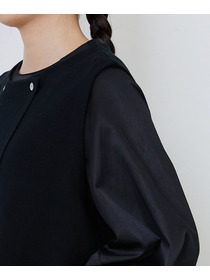 【LOISIR】｜2BUY10%OFF・3BUY20%OFF｜コットンダブルジャカードロングベスト 詳細画像 ブラック 23