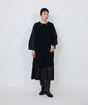 【LOISIR】｜2BUY10%OFF・3BUY20%OFF｜コットンダブルジャカードロングベスト 詳細画像 ブラック 1