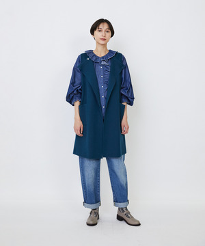 【LOISIR】｜2BUY10%OFF・3BUY20%OFF｜コットンダブルジャカードロングベスト 詳細画像 グリーン 1