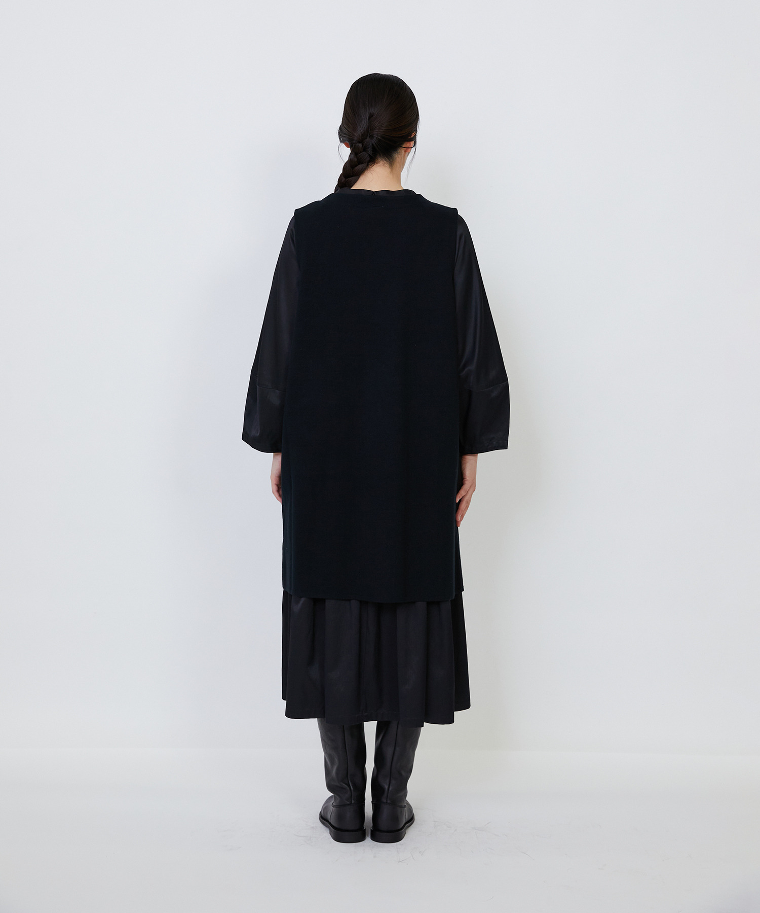 【LOISIR】｜2BUY10%OFF・3BUY20%OFF｜コットンダブルジャカードロングベスト 詳細画像 ブラック 19