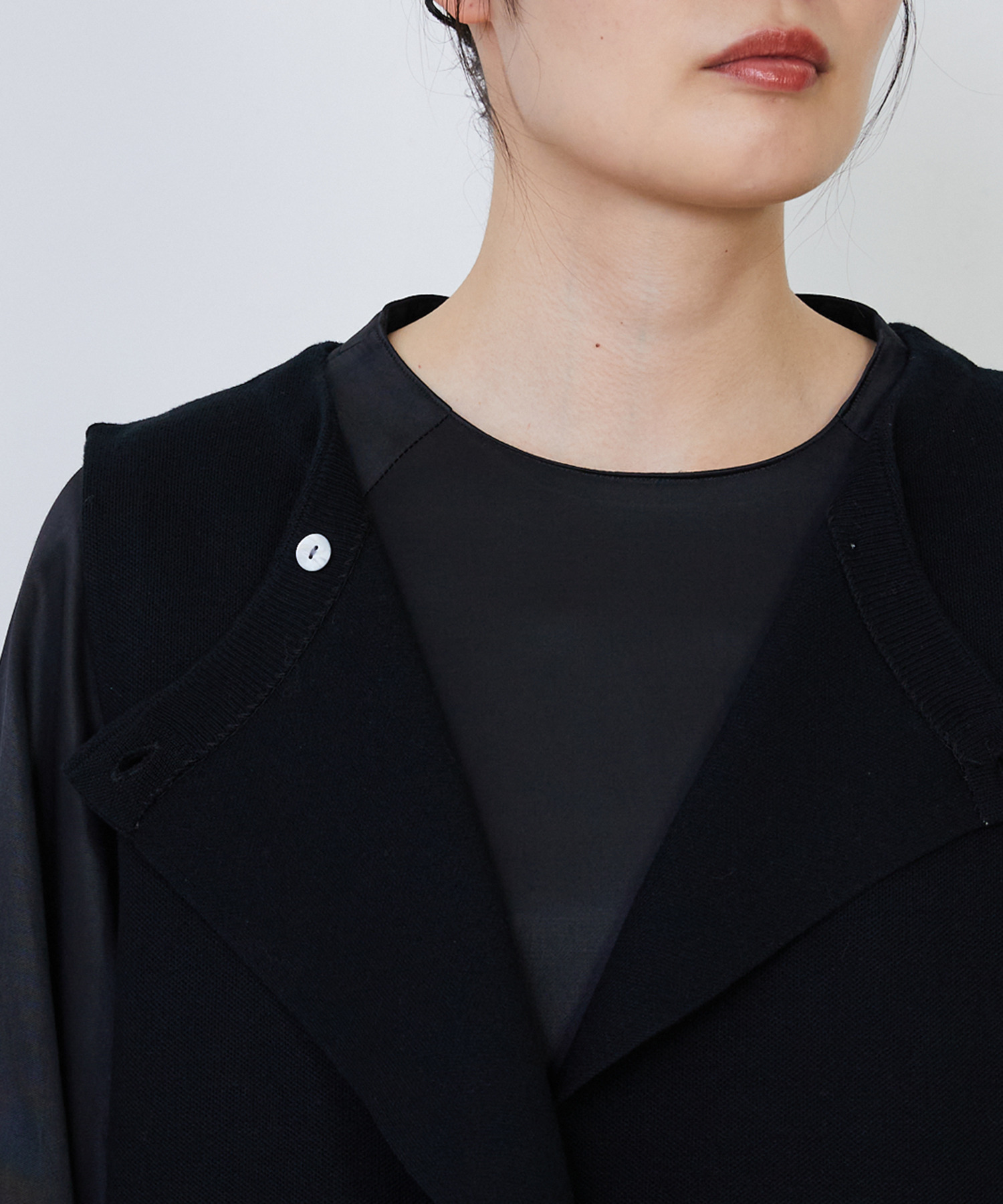 【LOISIR】｜2BUY10%OFF・3BUY20%OFF｜コットンダブルジャカードロングベスト 詳細画像 ブラック 22