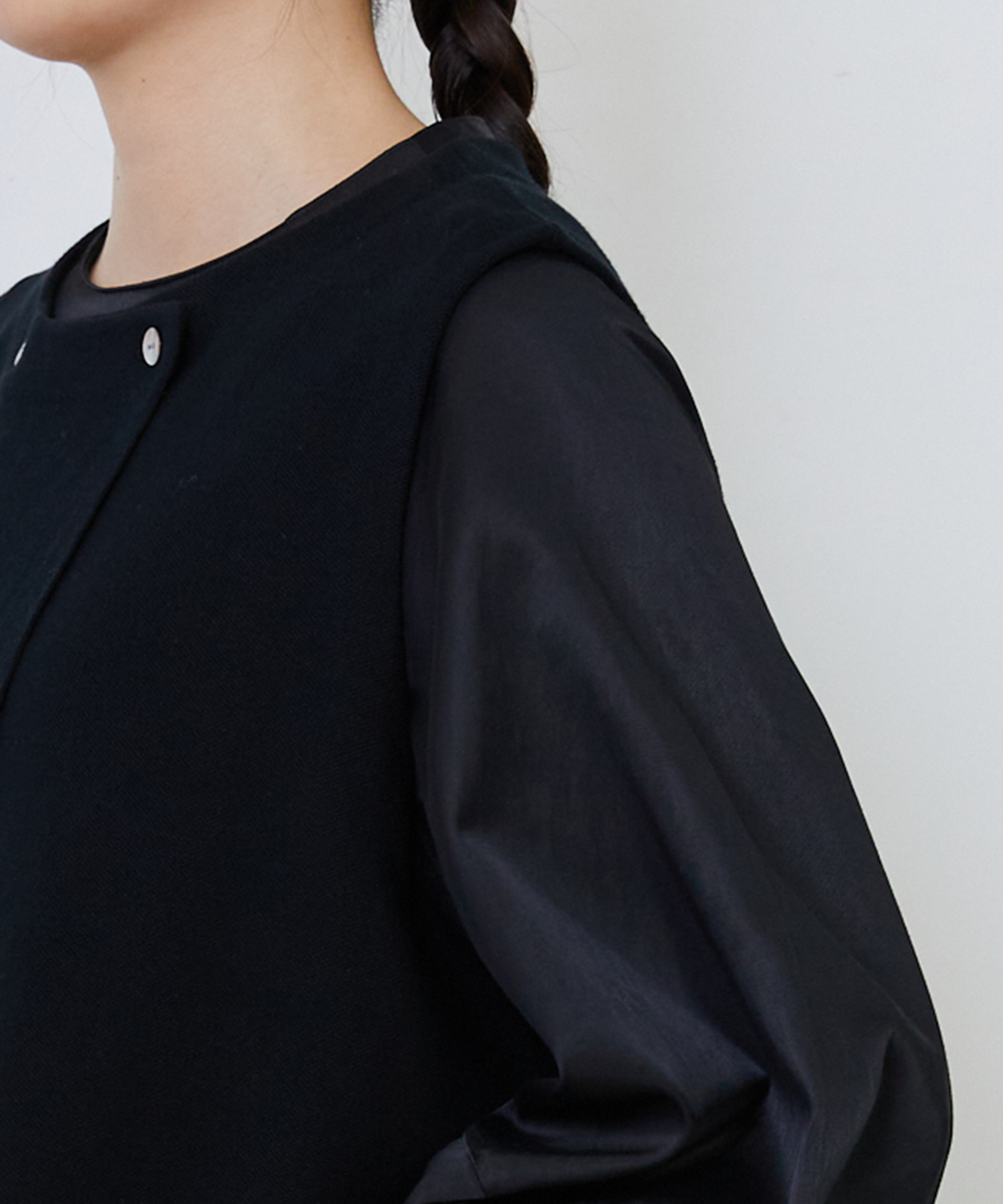 【LOISIR】｜2BUY10%OFF・3BUY20%OFF｜コットンダブルジャカードロングベスト 詳細画像 ブラック 23