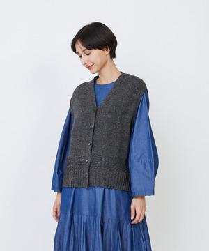 【LOISIR】リネンウールホールガーメントベスト 詳細画像 グレー 1