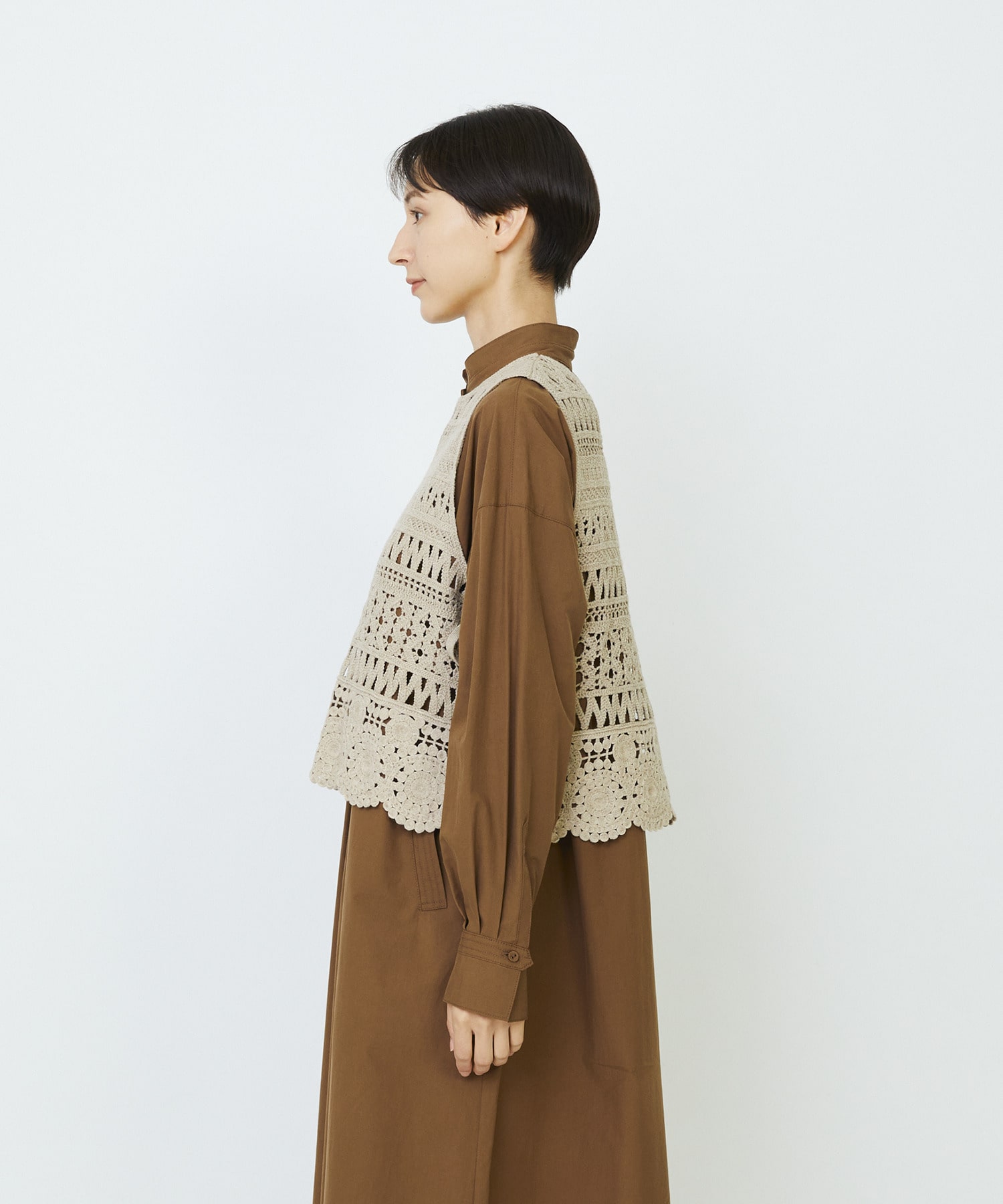 【LOISIR】【2WAY】レース編みベスト 詳細画像 ベージュ 13