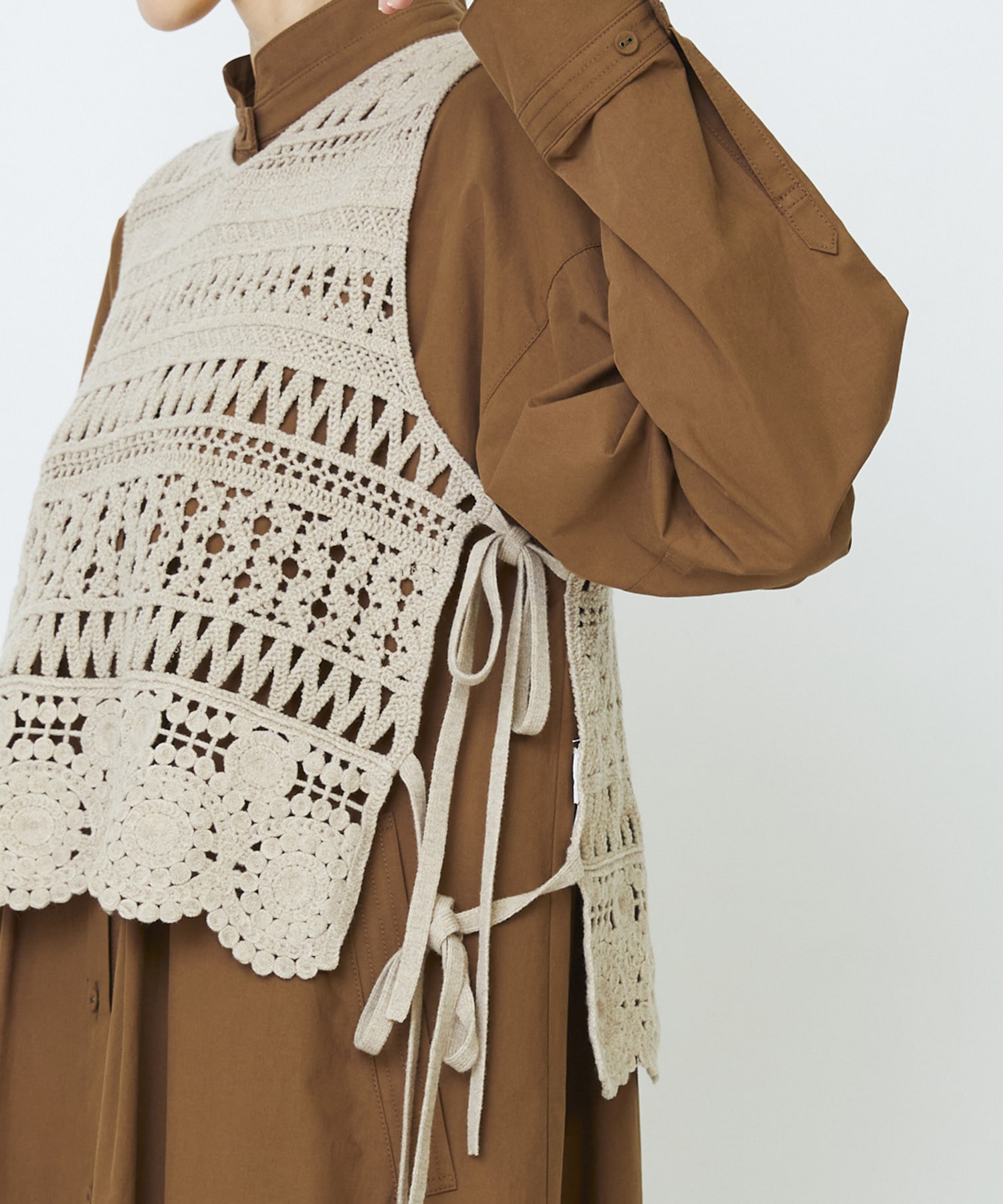 【LOISIR】【2WAY】レース編みベスト 詳細画像 ベージュ 17