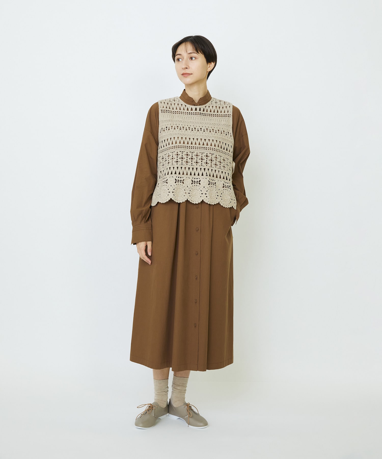 【LOISIR】【2WAY】レース編みベスト 詳細画像 ベージュ 5