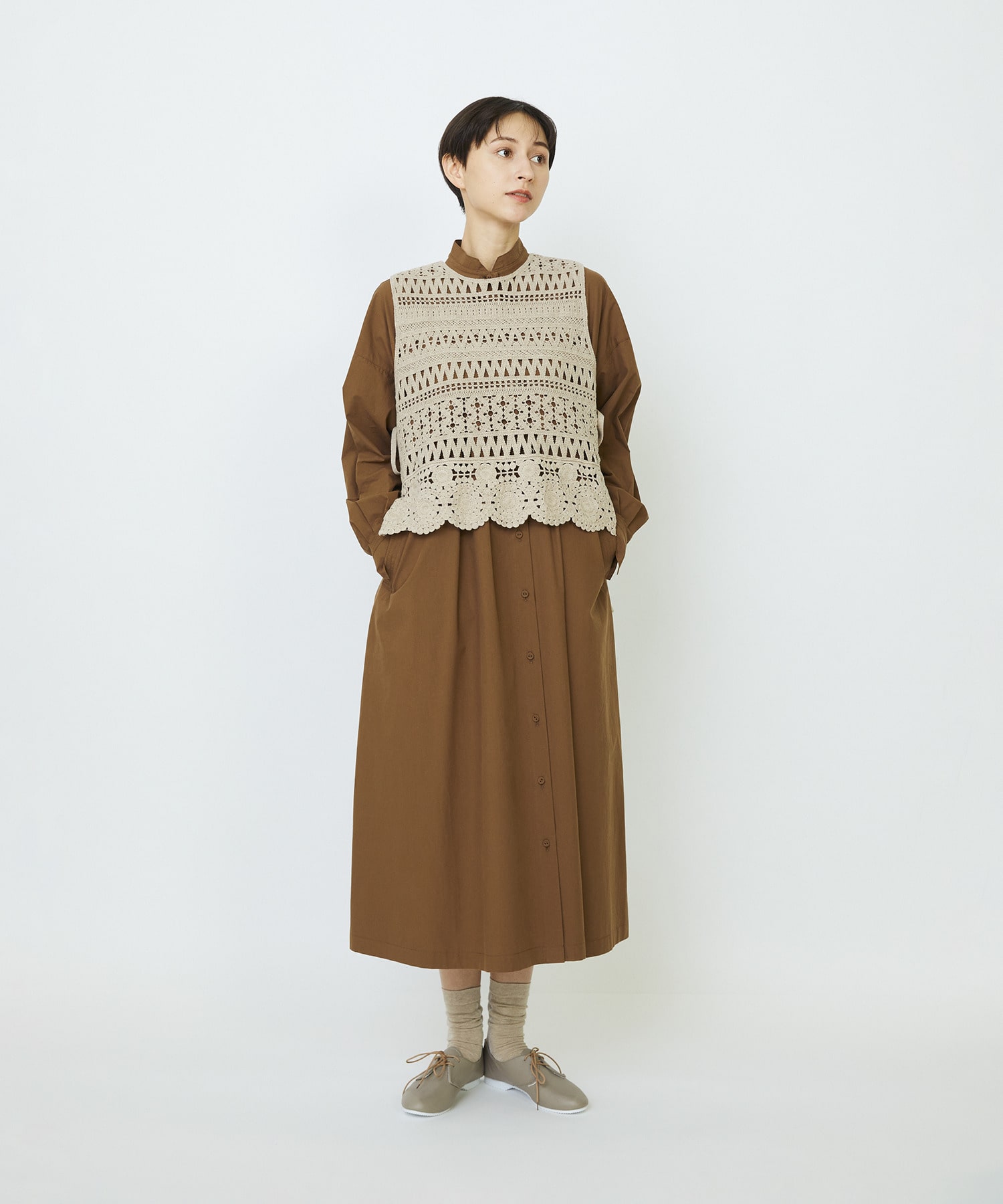 【LOISIR】【2WAY】レース編みベスト 詳細画像 ベージュ 6