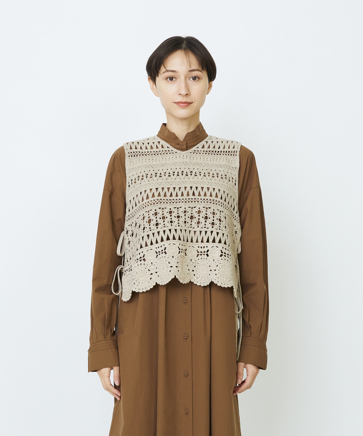 【LOISIR】【2WAY】レース編みベスト 詳細画像 ベージュ 9