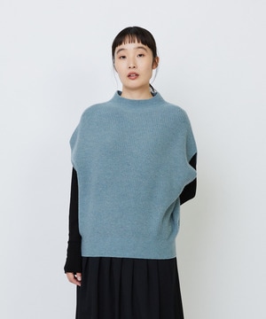 【LOISIR】ラムウール片畦ベスト 詳細画像 サックスブルー 1