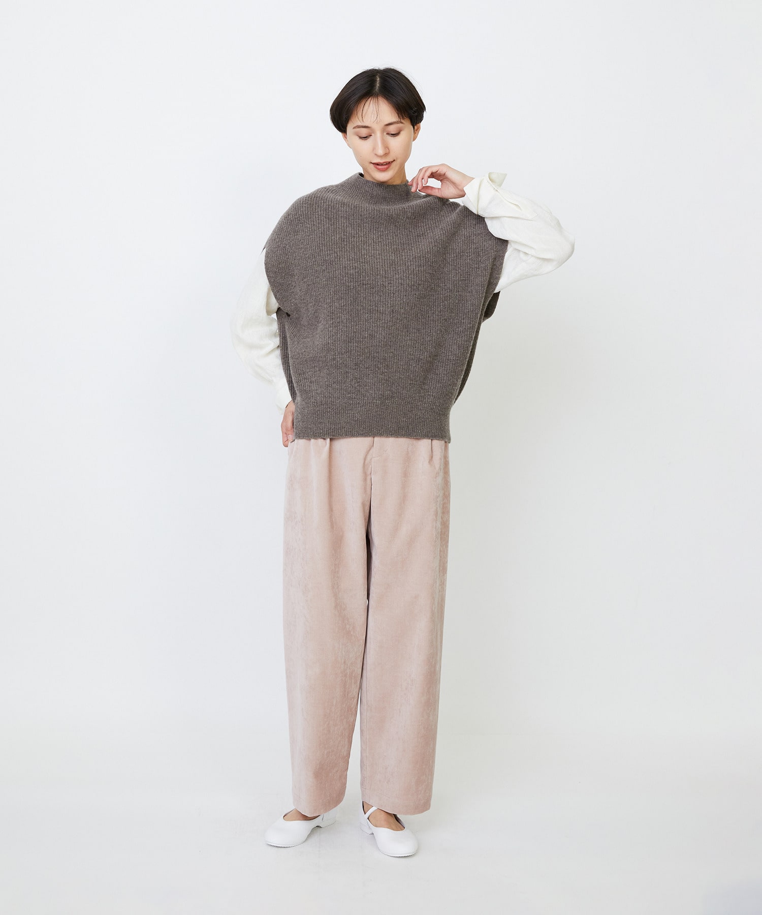 【LOISIR】ラムウール片畦ベスト 詳細画像 モカ 10