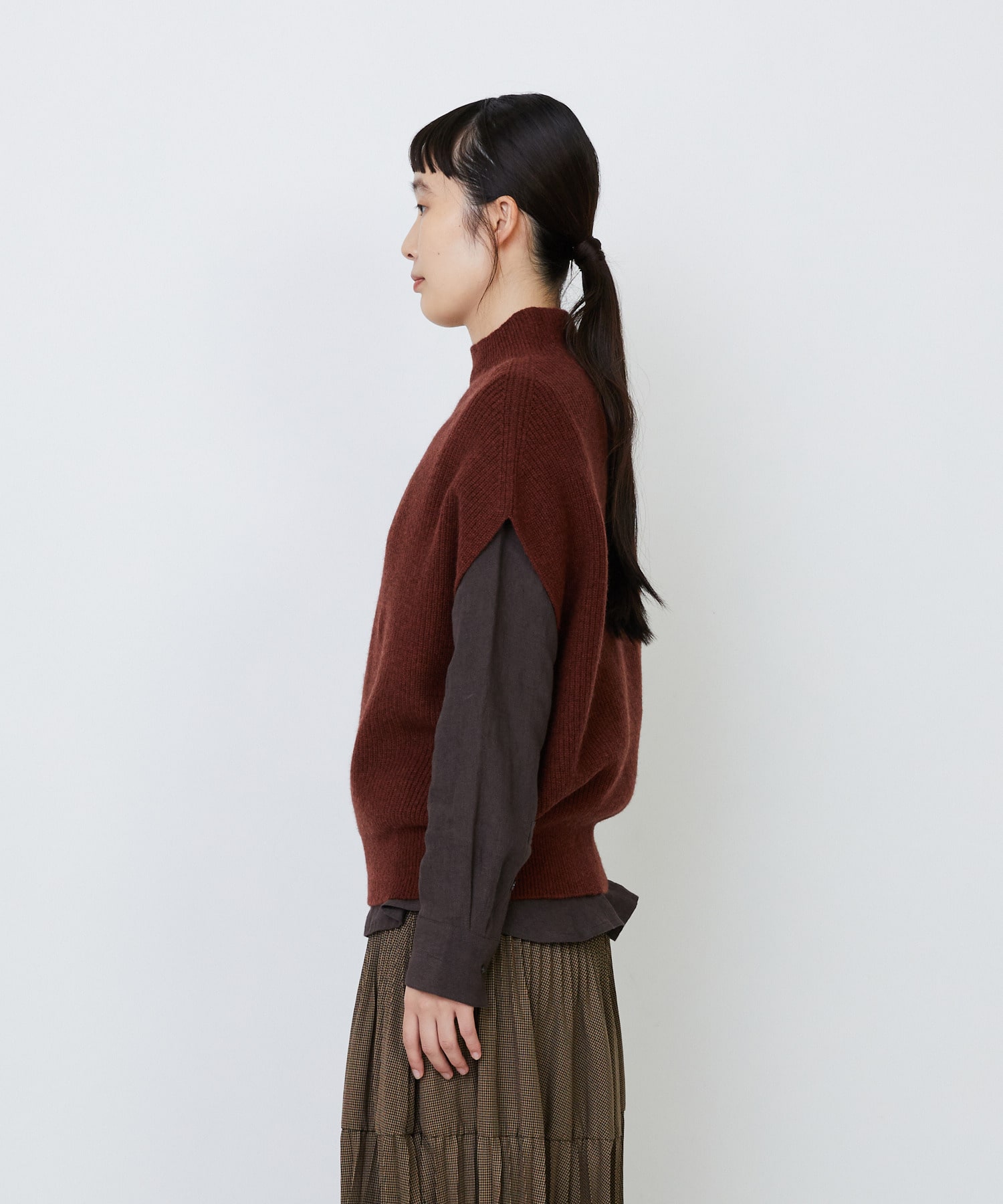 【LOISIR】ラムウール片畦ベスト 詳細画像 モカ 6