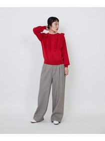 【LOISIR】｜2BUY10%OFF・3BUY20%OFF｜ウール梳毛天竺フリルプルオーバー 詳細画像 チャコールグレー 1