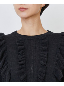 【LOISIR】｜2BUY10%OFF・3BUY20%OFF｜ウール梳毛天竺フリルプルオーバー 詳細画像 チャコールグレー 23