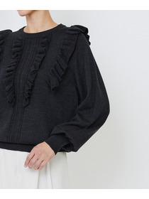 【LOISIR】｜2BUY10%OFF・3BUY20%OFF｜ウール梳毛天竺フリルプルオーバー 詳細画像 チャコールグレー 25