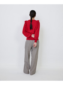 【LOISIR】｜2BUY10%OFF・3BUY20%OFF｜ウール梳毛天竺フリルプルオーバー 詳細画像 チャコールグレー 4