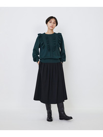 【LOISIR】｜2BUY10%OFF・3BUY20%OFF｜ウール梳毛天竺フリルプルオーバー 詳細画像 チャコールグレー 9