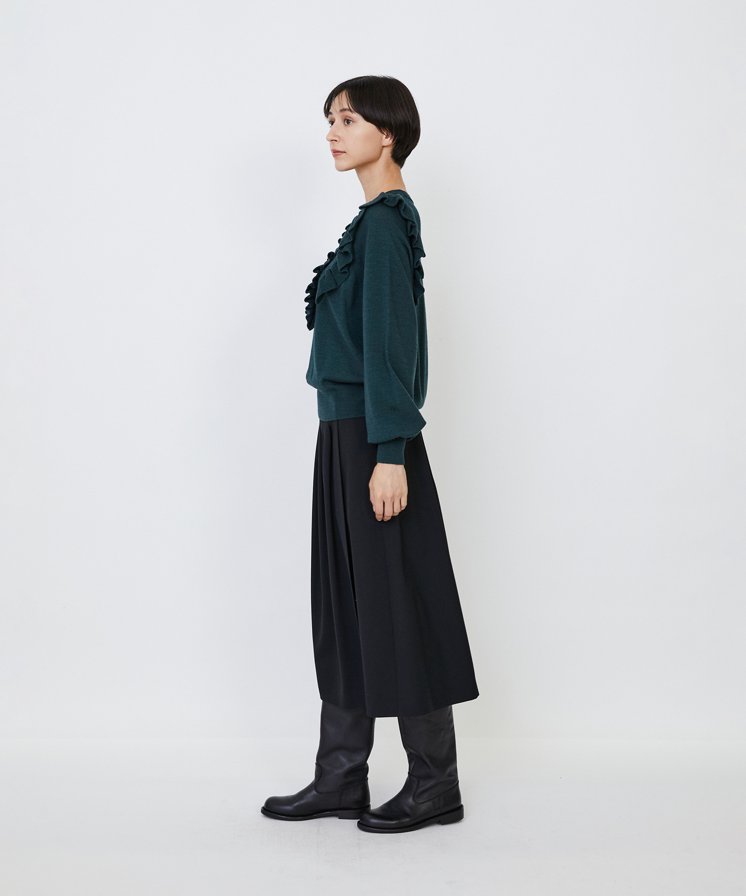 【LOISIR】｜2BUY10%OFF・3BUY20%OFF｜ウール梳毛天竺フリルプルオーバー 詳細画像 チャコールグレー 10