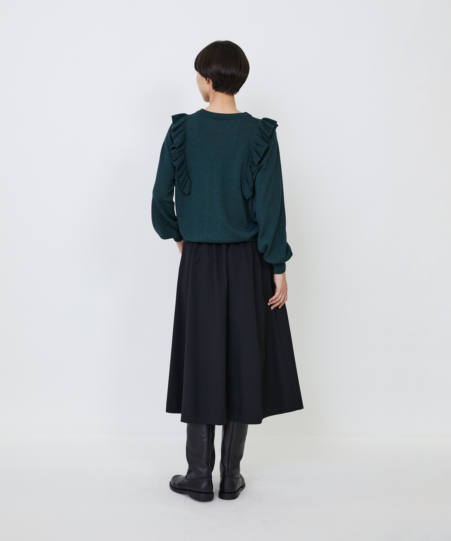 【LOISIR】｜2BUY10%OFF・3BUY20%OFF｜ウール梳毛天竺フリルプルオーバー 詳細画像 チャコールグレー 11