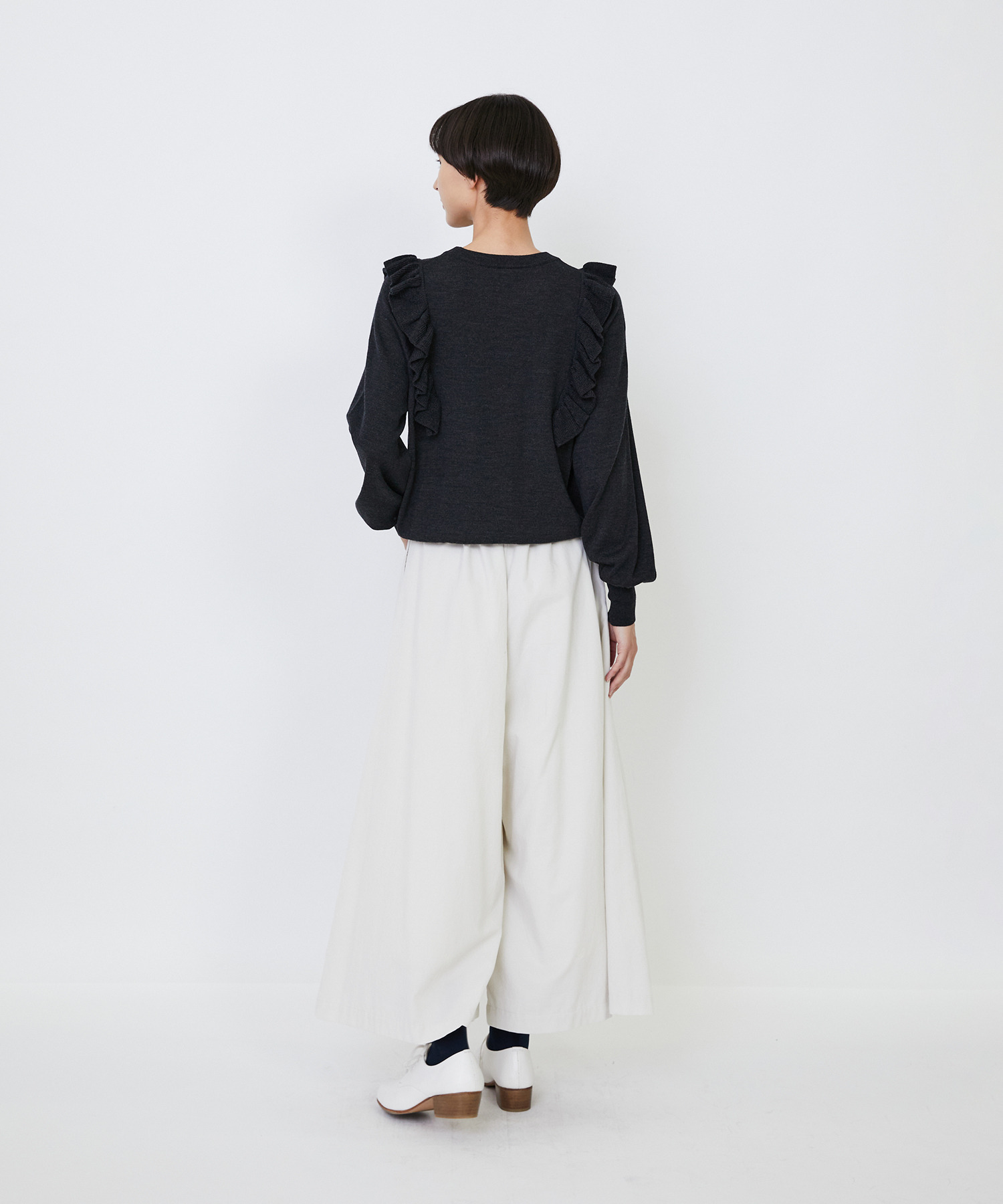 【LOISIR】｜2BUY10%OFF・3BUY20%OFF｜ウール梳毛天竺フリルプルオーバー 詳細画像 チャコールグレー 19